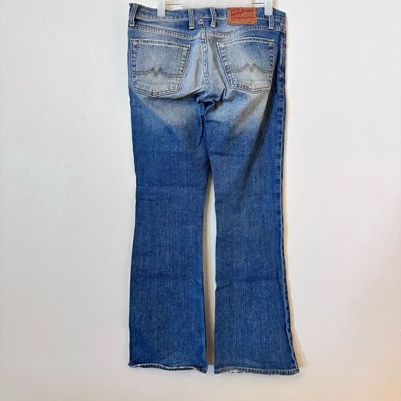 Lucky Brand Women's Gene Montesan Acid Wash Boot Cut Blue Jeans Size 4/27 - Picture 2 of 4
